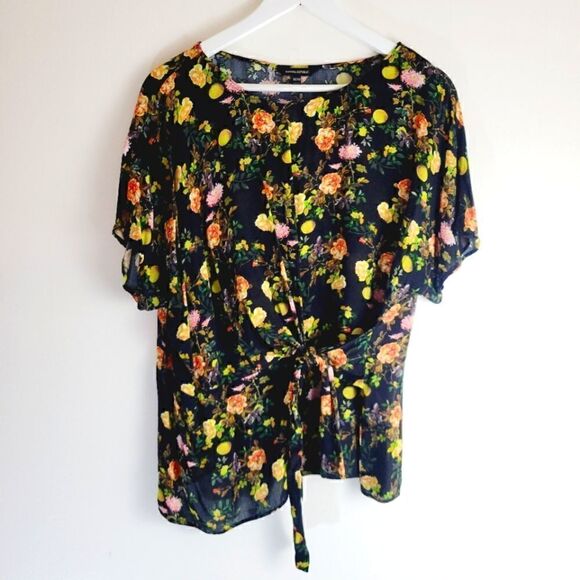 Banana Republic Floral Rayon Blouse with Side Tie Details - Picture 1 of 8
